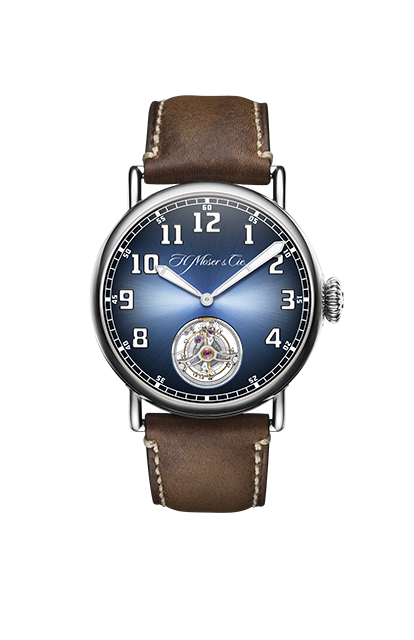 H. Moser Cie. Heritage Tourbillon in Steel and Funky Blue fum