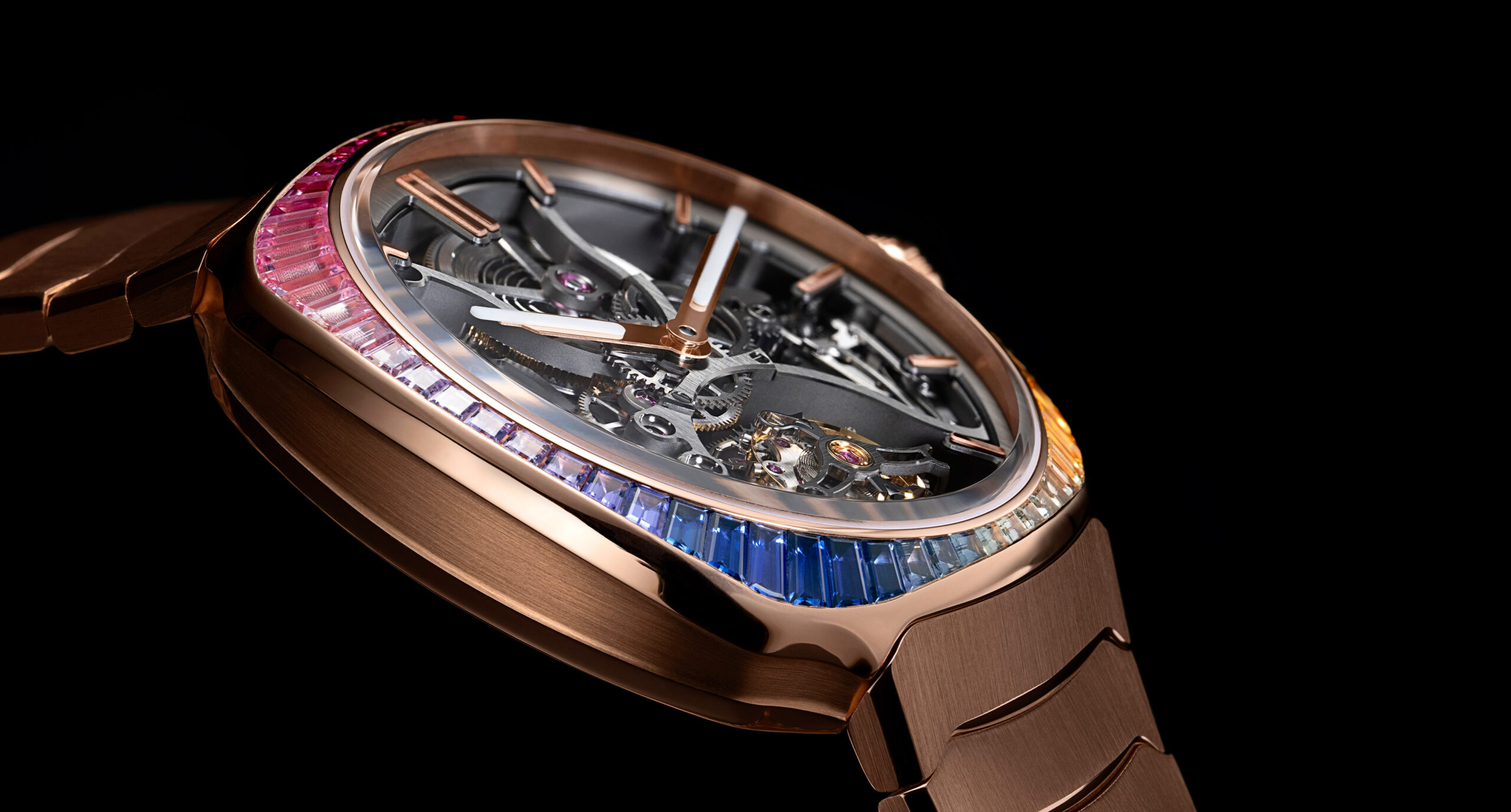 Streamliner Tourbillon Skeleton Rainbow in 5N red gold