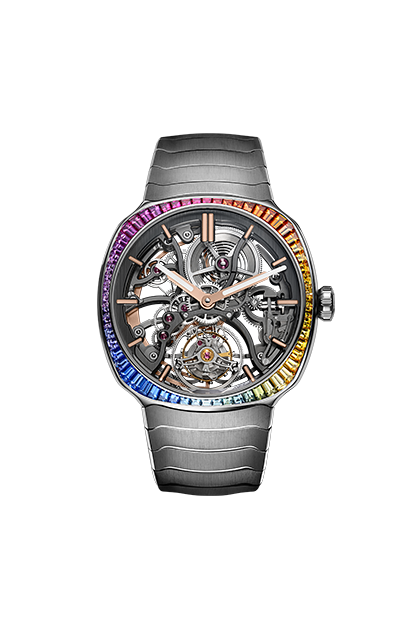Streamliner Tourbillon Skeleton Rainbow in steel - soldier